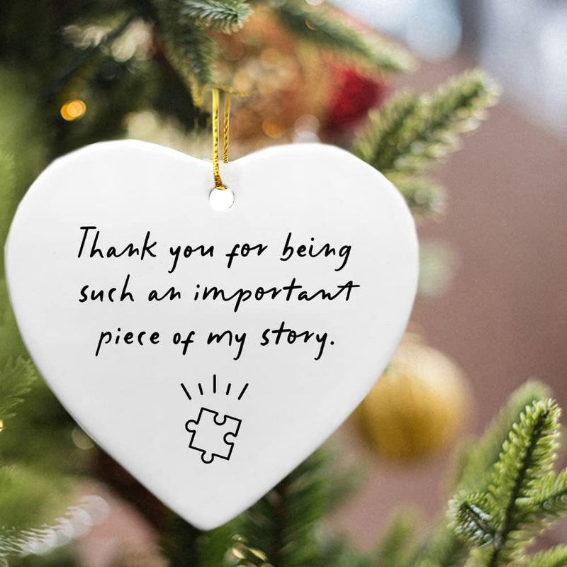 WCDHOR Thank You for Being Such An Important Piece Of My Story, Thank You Gift, Teacher Keepsake, Leaving Gift, Nurse Gift, Ceramic Heart Keepsake, Hanging Decoration Teacher Teaching Assistant Gift - Image 5